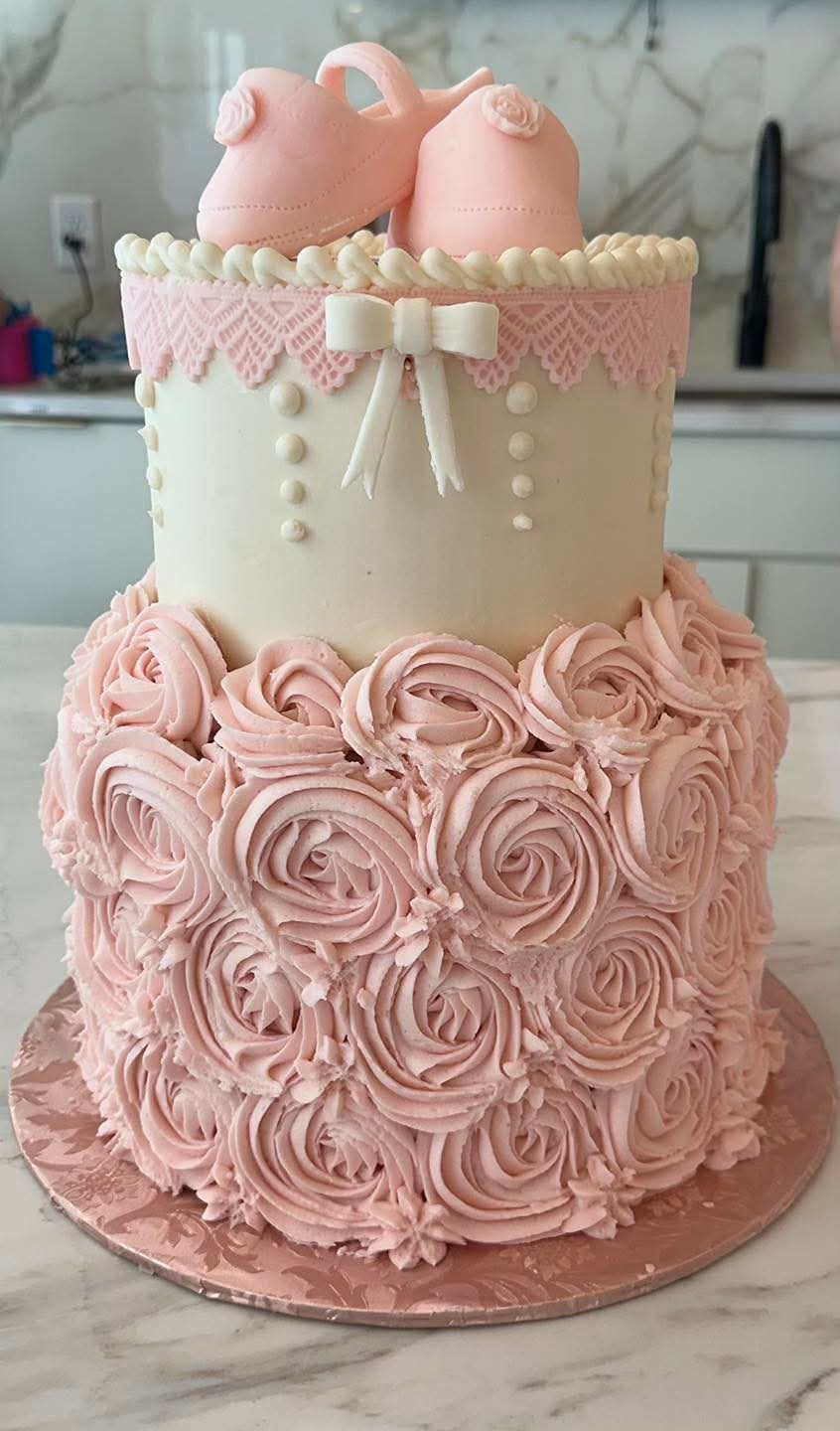 Pink floral custom cake by Antonelli's