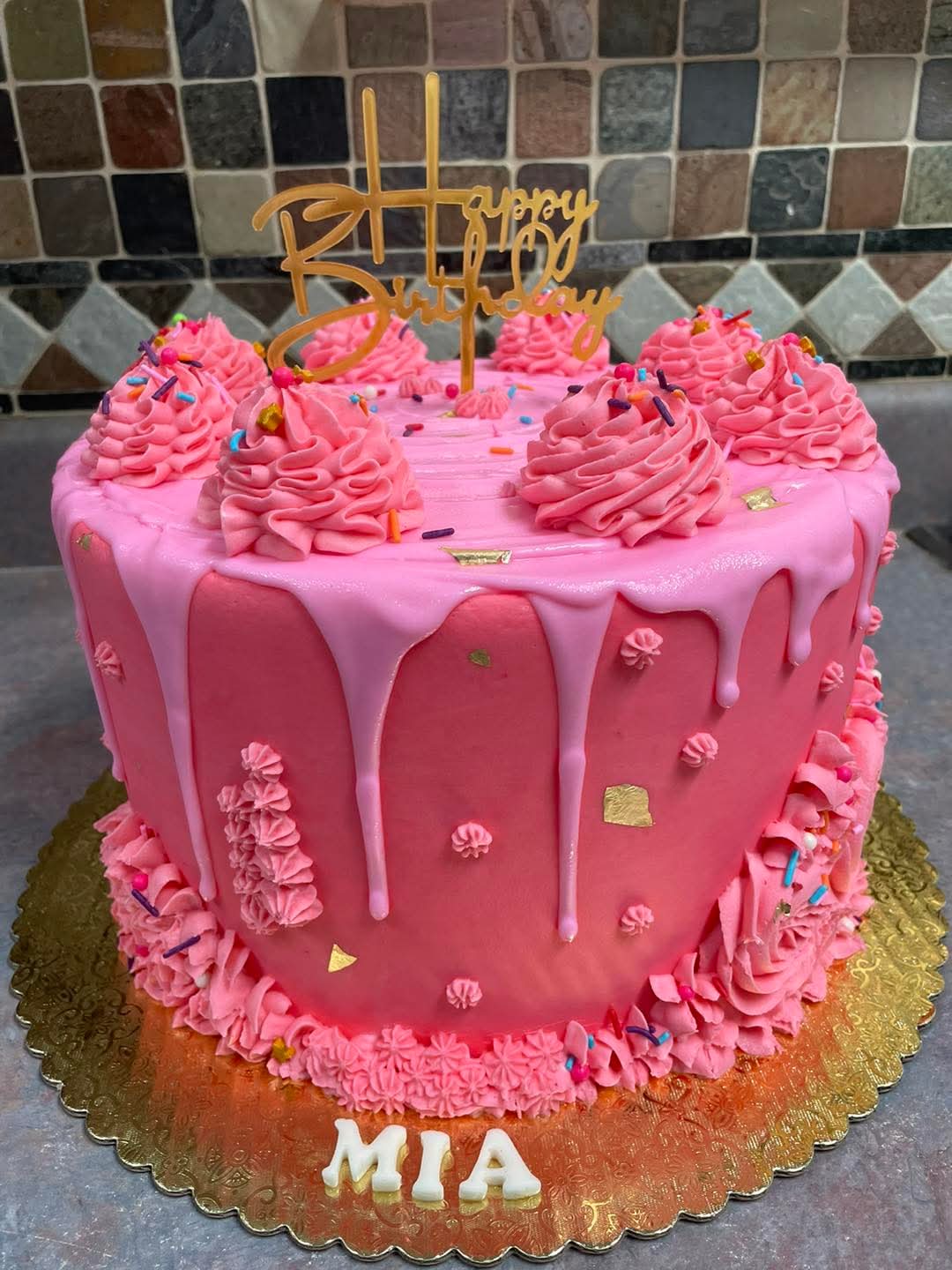Pink birthday cake